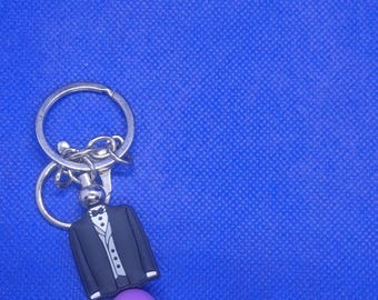 Tuxedo Keychain, Formal Wear Charm, Beaded Accessory Bag Charm