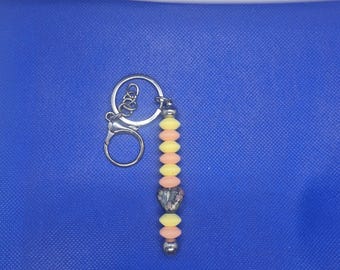 Heart Peach Beaded Keychain
