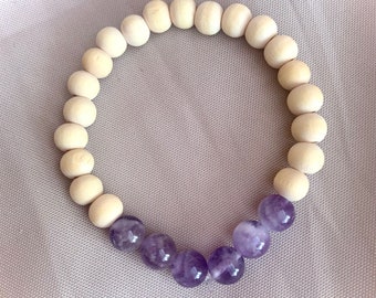 Amethyst & wooden beaded healing bracelet