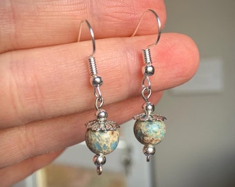 Sea Sediment Jasper gemstone handmade droplet earrings