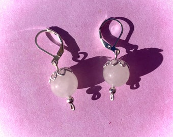 White agate filigree gemstone droplet earrings