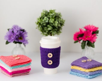 Easter Cozies Collection - Crochet Cozy Cup Sleeves, Coffee Cup Cozy Sleeve, Mason Jar Cozy Sleeve