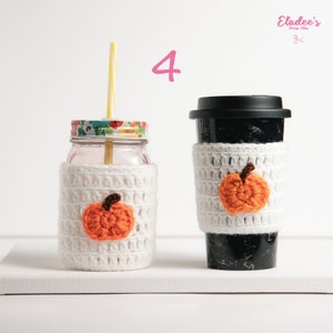 Crochet Cozy Cup Sleeve Fall Collection Pumpkin, Coffee Cup Cozy Sleeve, Mason Jar Cozy Sleeve image 6