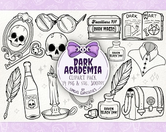 Dark Academia Clipart pack - Horror and spooky png files