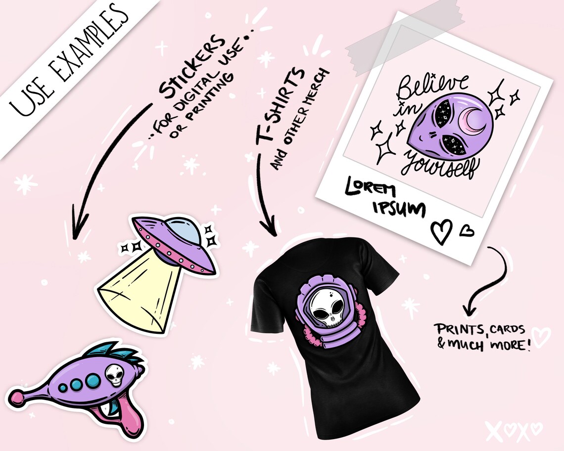 Pastel Aliens / UFO Pastel Goth Clipart / Horror / Gothic Etsy