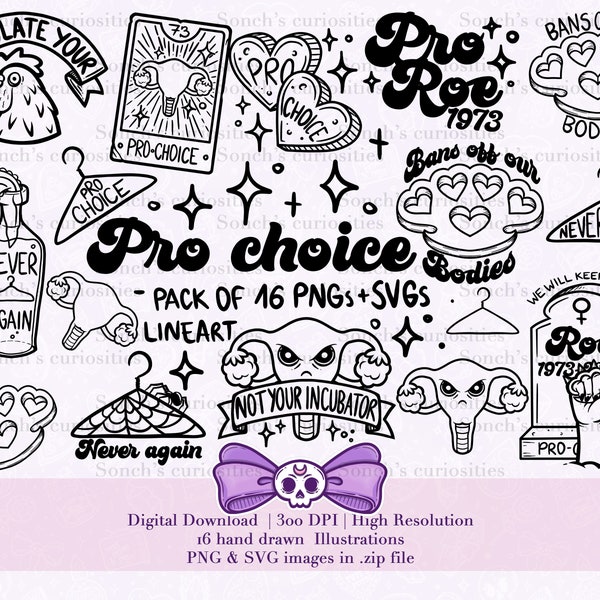 Pro choice lineart ,  roe vs wade printable digital download, PNG and SVG for engraving, mould making, stickers and more