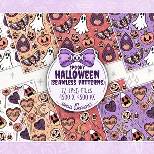 Digital Paper / Seamless Pattern, Pastel Goth Halloween Elements ...