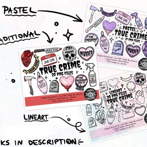 TRUE CRIME Clipart set , printable digital download, PNG resource for creatives image 2