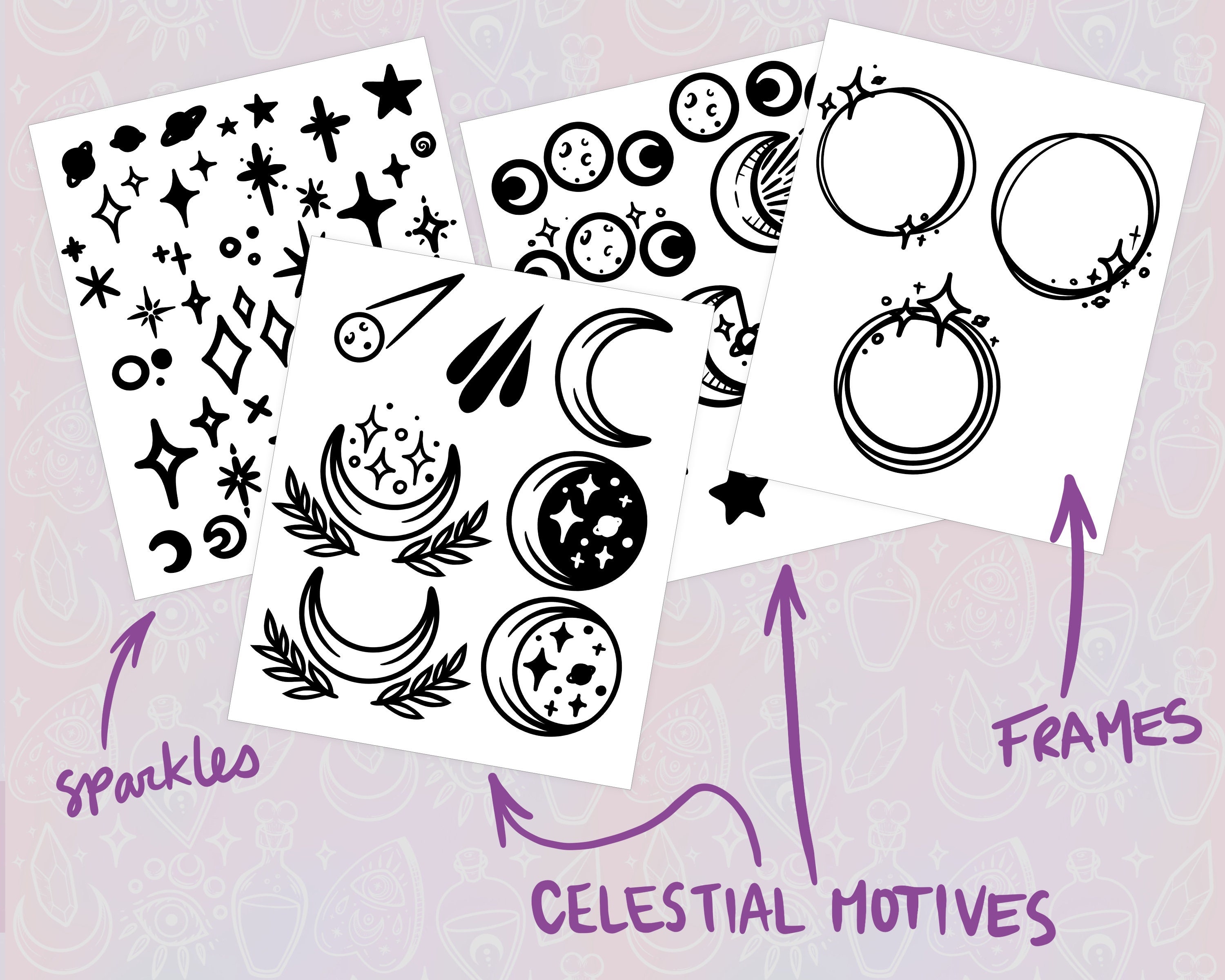 Celestial Sparkles - Stamp Brushes for Procreate and Photoshop (plus ...