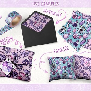 Kawaii Witch - Pastel Goth Digital Paper / Seamless Pattern, Wicca ...