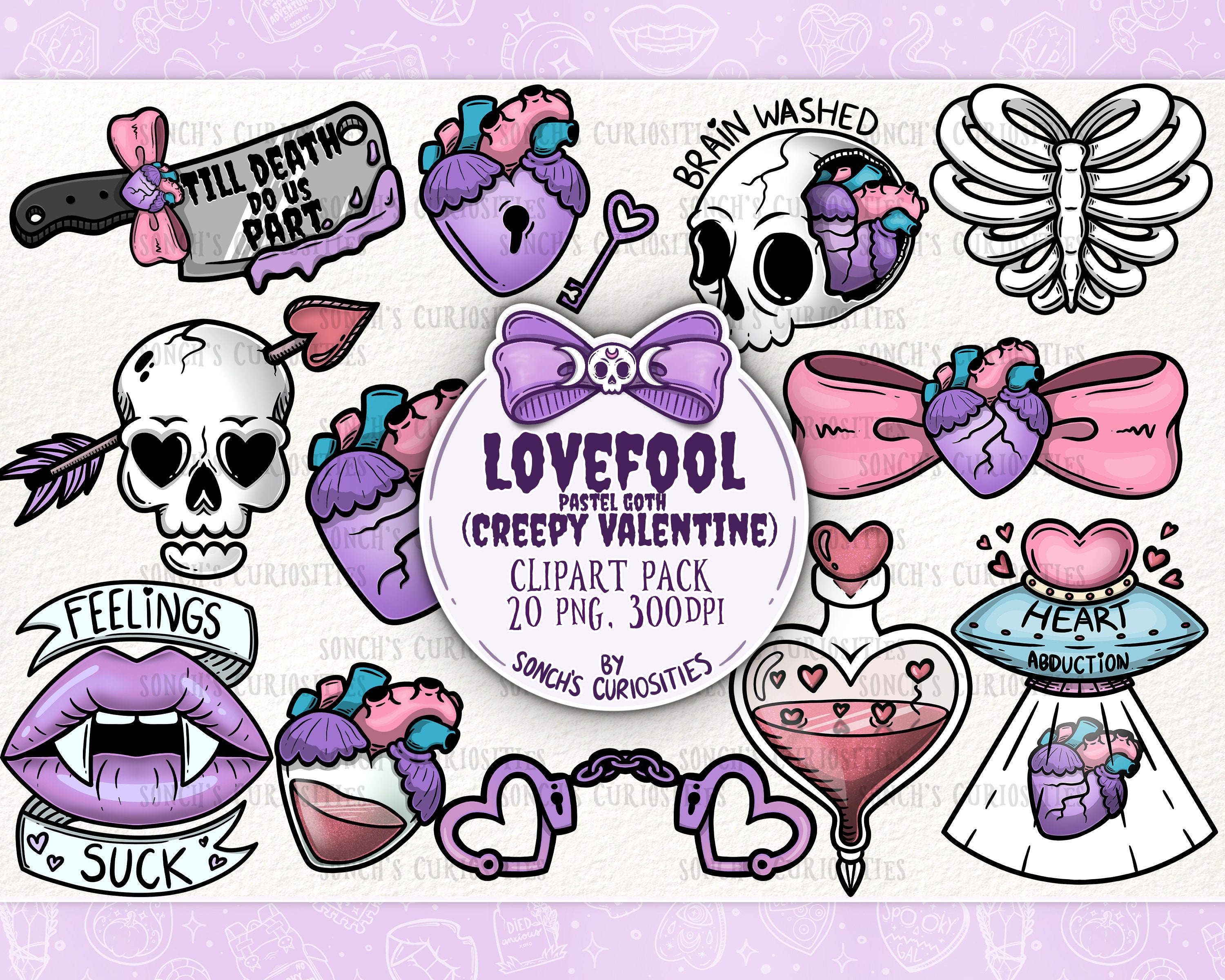 Creepy Valentine Clipart Spooky Love Pastel Goth Stickers Kawaii Weird  Style Anti Valentines Day Conception Stock Illustration - Download Image  Now - iStock