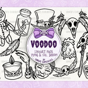 VooDoo / Vodou - Png e SVG / elementi spettrali, 14 file PNG ad alta risoluzione 300 DPI, digital planner art, ideale per incisione e taglio