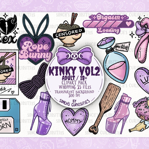 Kinky vol 2 Clipart set , printable digital download, PNG for digital journaling, stickers, fetish and  cute
