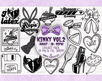 Kinky vol. 2 - adult and sex positive lineart , printable digital download, PNG for engraving, mould making, stickers and more