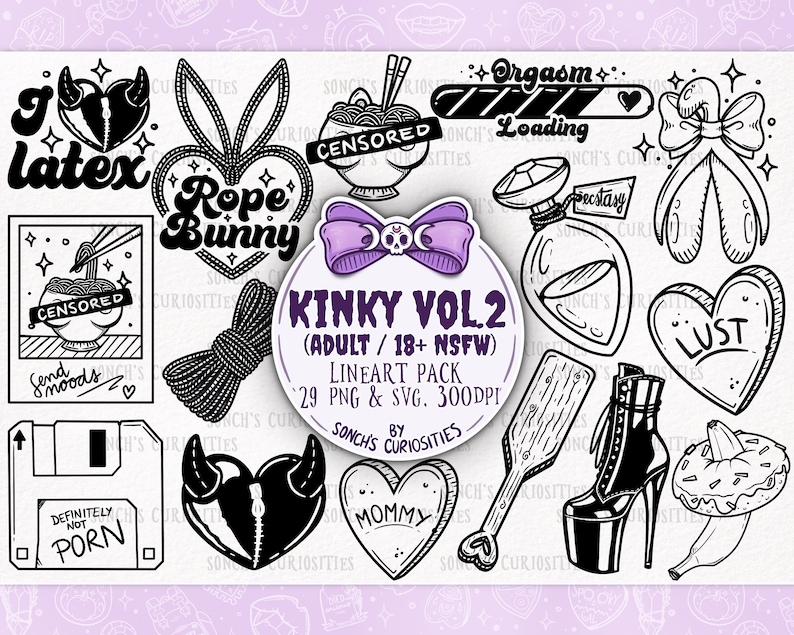 Kinky Vol. 2 Adult and Sex Positive Lineart Printable - Etsy