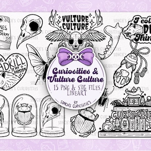 Vulture Culture & Taxidermy, download digital para impressão do gabinete de curiosidades, PNG para gravura, fabricação de moldes, adesivo, inseto entomológico