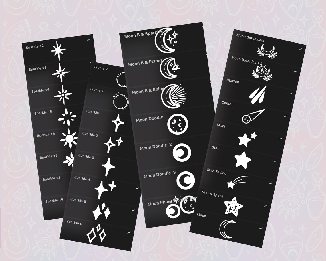 Celestial Sparkles - Stamp Brushes for Procreate and Photoshop (plus ...