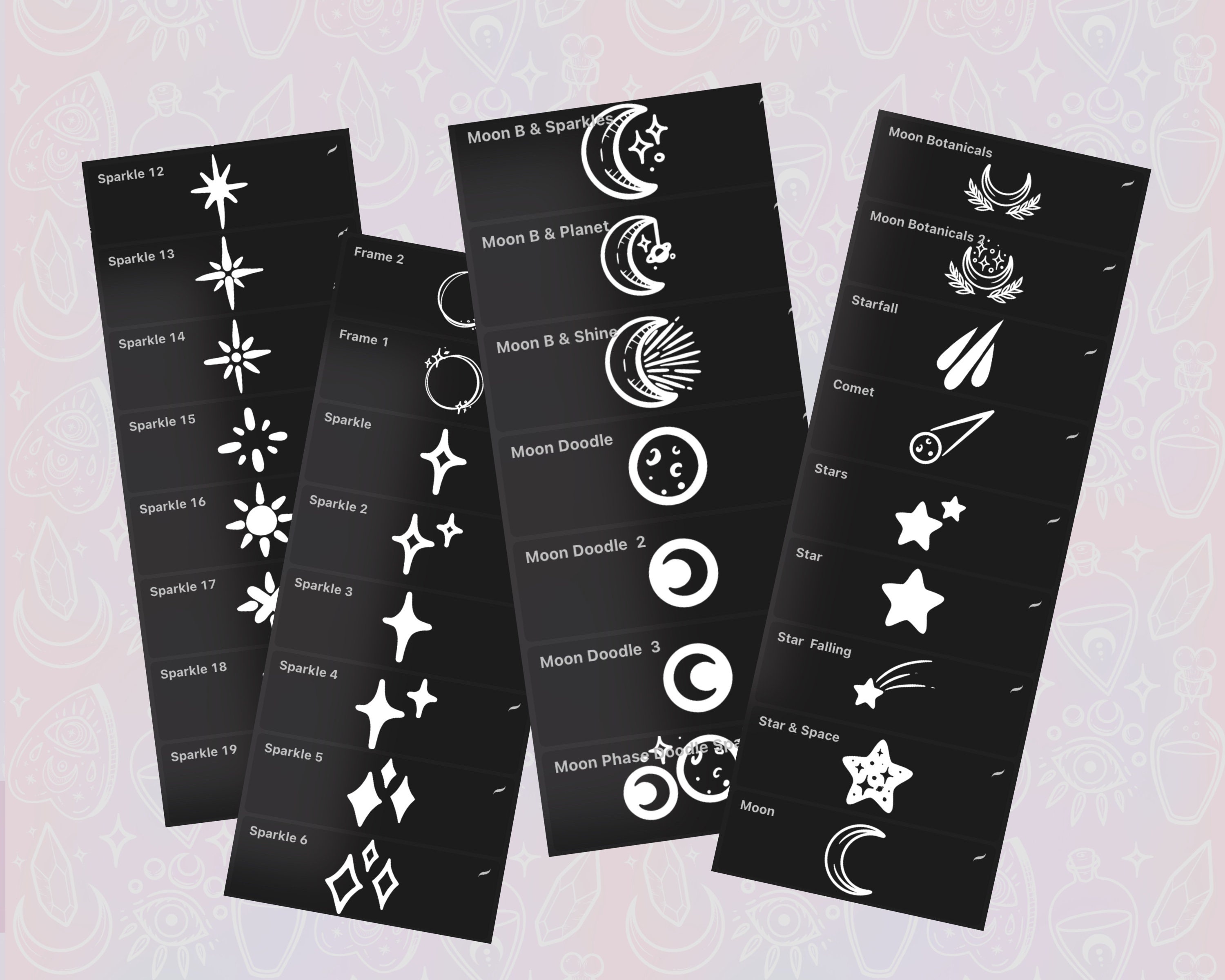 Celestial Sparkles - Stamp Brushes for Procreate and Photoshop (plus ...