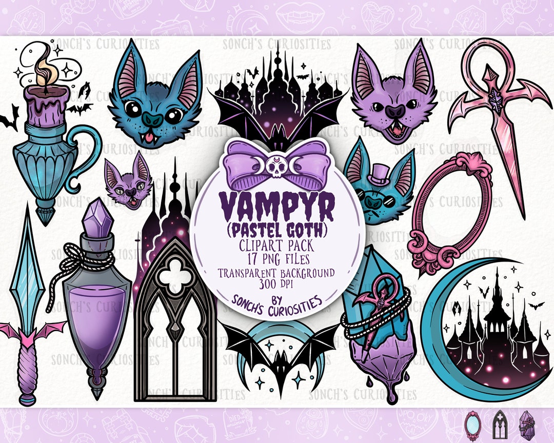 Vampyr Pastel Goth Vampire Clipart Set Printable Digital Etsy