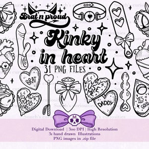 Kinky in heart - adult and sex positive lineart , printable digital download, PNG for engraving, mould making, stickers and more