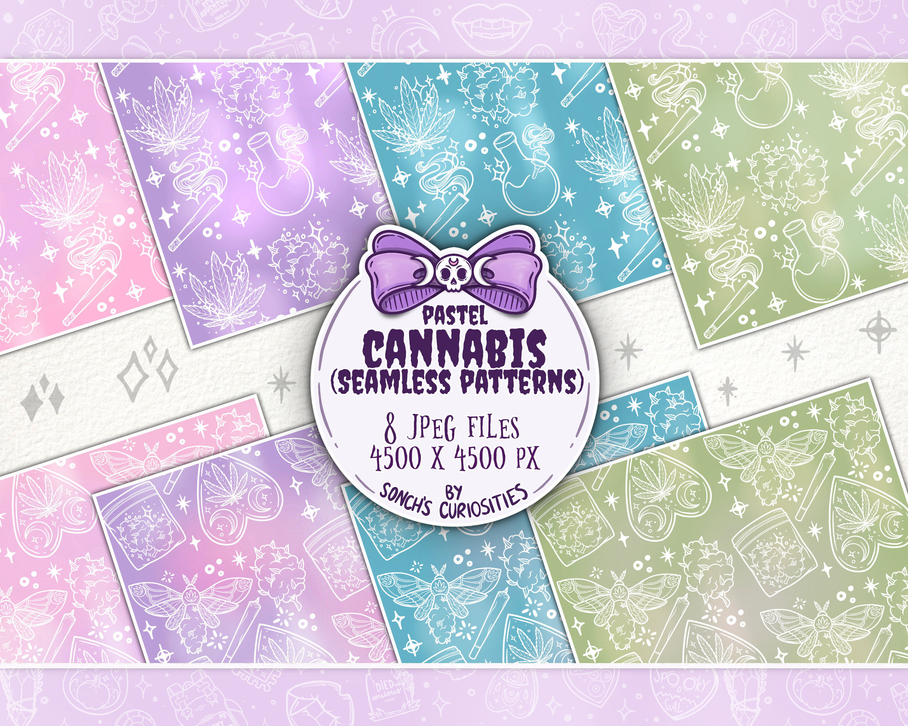 Magical High Digital Paper (soft) / Seamless Pattern, Pastel Goth ...