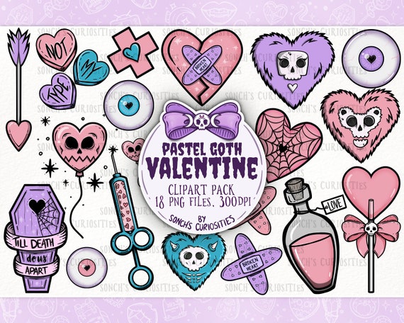 30 Spooky Valentines Pastel Goth Stickers SET 2 