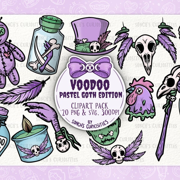 VooDoo / Vodou - Png spooky elements, 14 High resolution 300 DPI PNG files, digital planner art, ideal for  stickers, planners and more