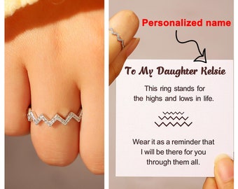 To My Daughter Ring, Sterling silver ring, Highs and lows ring, Minimalist ring, Stackable ring, Simple ring, Dainty ring