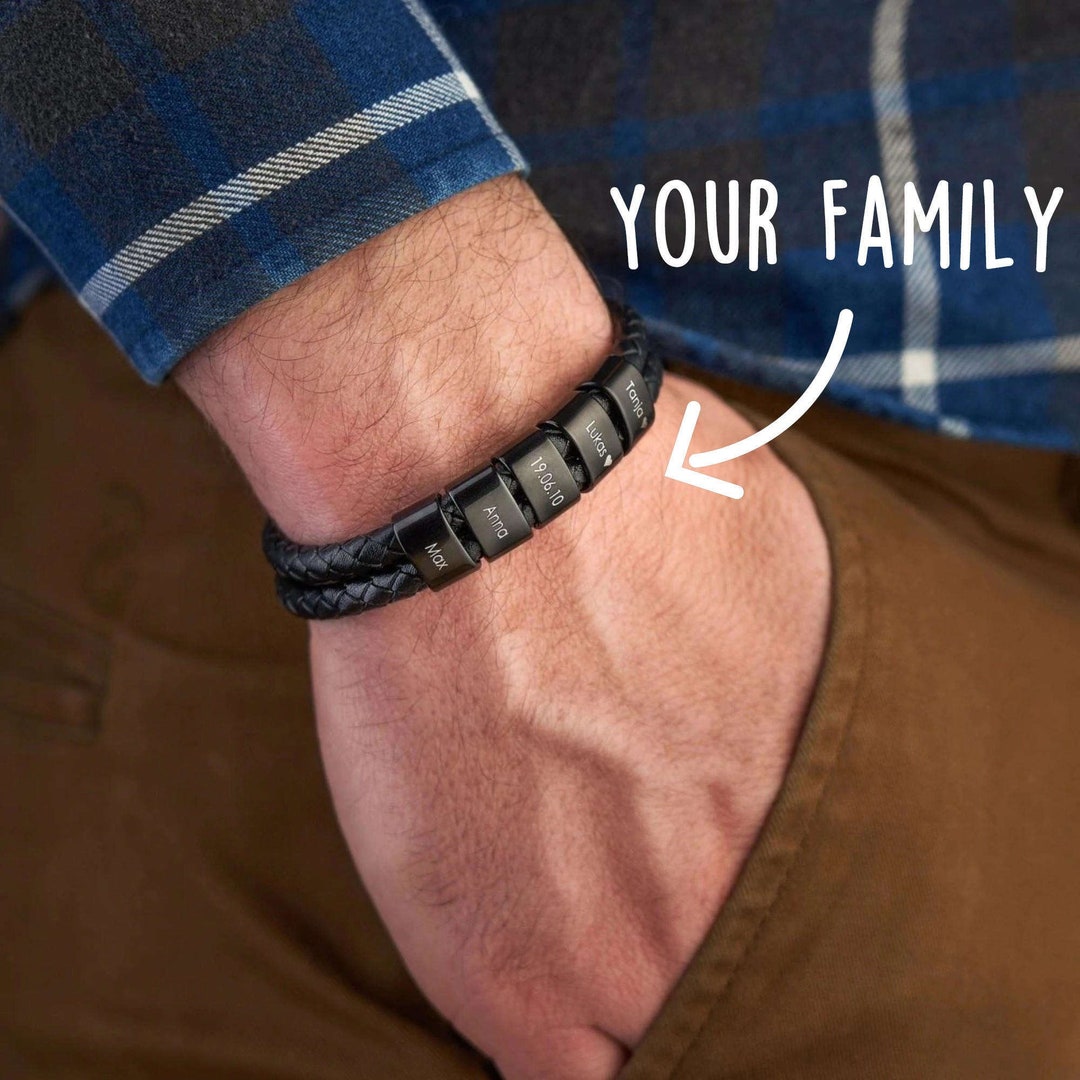 Personalized Men's Bracelet Leather Men's Bracelet Etsy