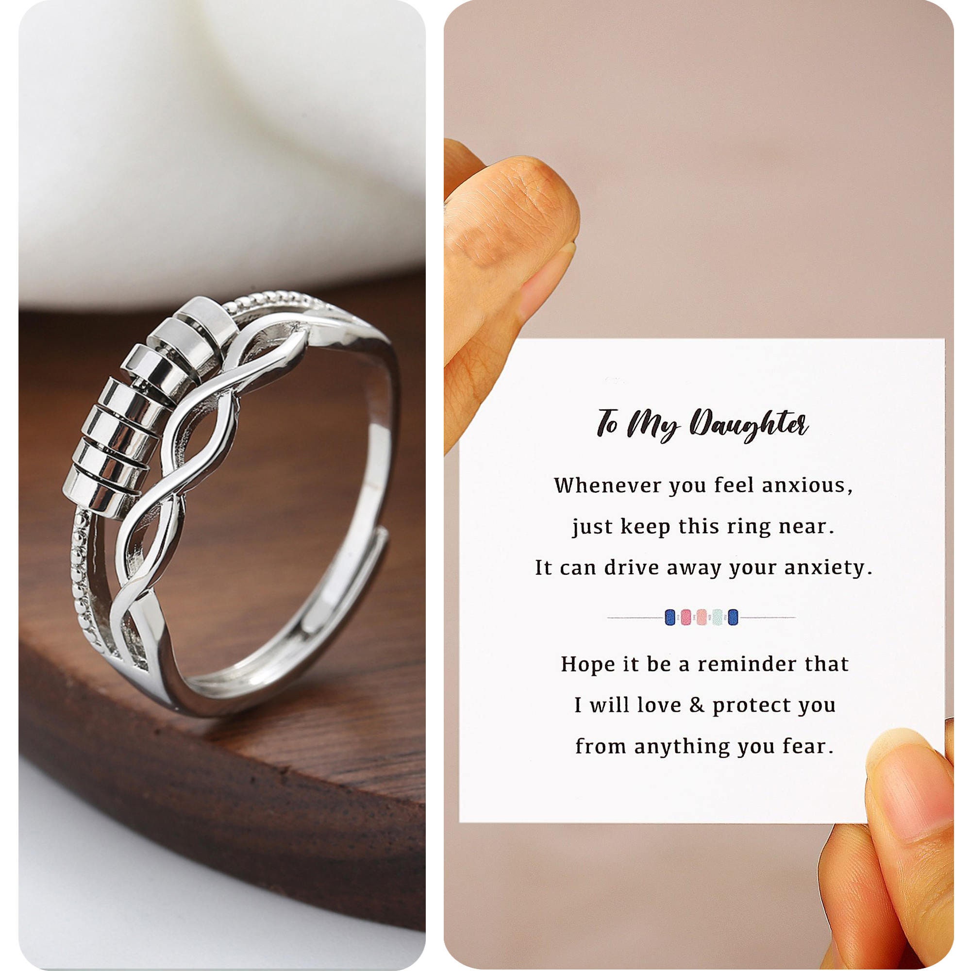 To My Daughter Fidget Ring Adjustable Ring Anxiety Stress Etsy UK