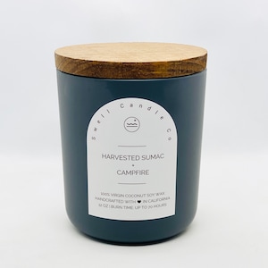 Coconut Soy Candle | Wooden Wick Candle | Harvested Sumac + Campfire Scented Candle | Hand Poured Candle