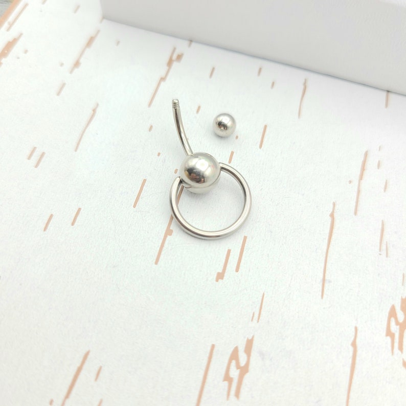 14G O Ring Stainless Steel Belly Ring. 6mm Bar O Dangle Belly Etsy