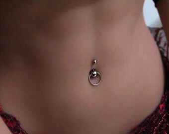 Anillo de vientre de acero inoxidable de 14G O. Anillo de vientre de barra o colgante de 6 mm. Anillo corporal. Joyería corporal.
