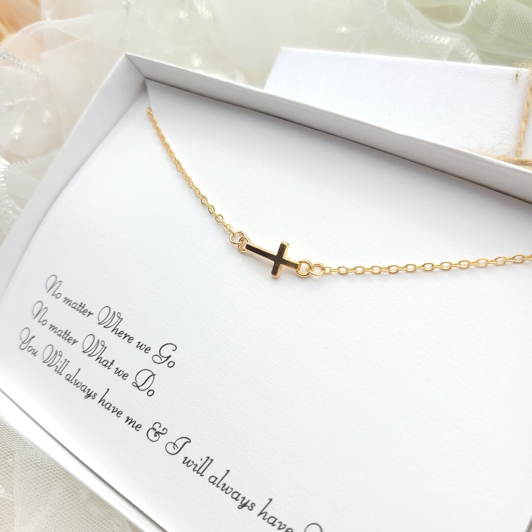 The Side Cross Necklace-Gold main image 1