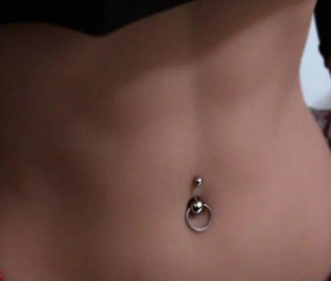 14G O Ring Stainless Steel Belly Ring. 6mm10mm Bar O Dangle Etsy