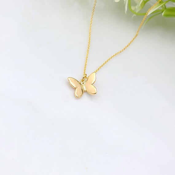 Butterfly Necklace. Gold Butterfly Necklace. Tiny Gold Butterfly