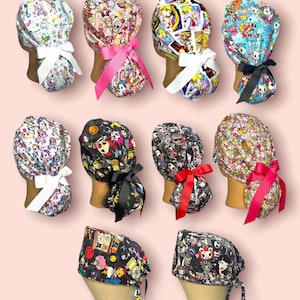 Scrub Caps Tokidoki | Donutella | Yurameki | SANDy | Unicorn | Kawaii Cap | Anime Surgical Cap | Ponytail Scrub Cap | Nurses| Dragon Ball Z