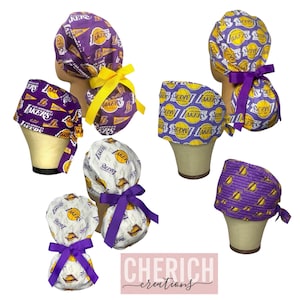 Los Angles Lakers Scrub Cap Unisex | Ponytail Scrub | OR Nurse | Dental Scrub Cap | CRNA | Surgical Cap | Anesthesiologist | Basketball