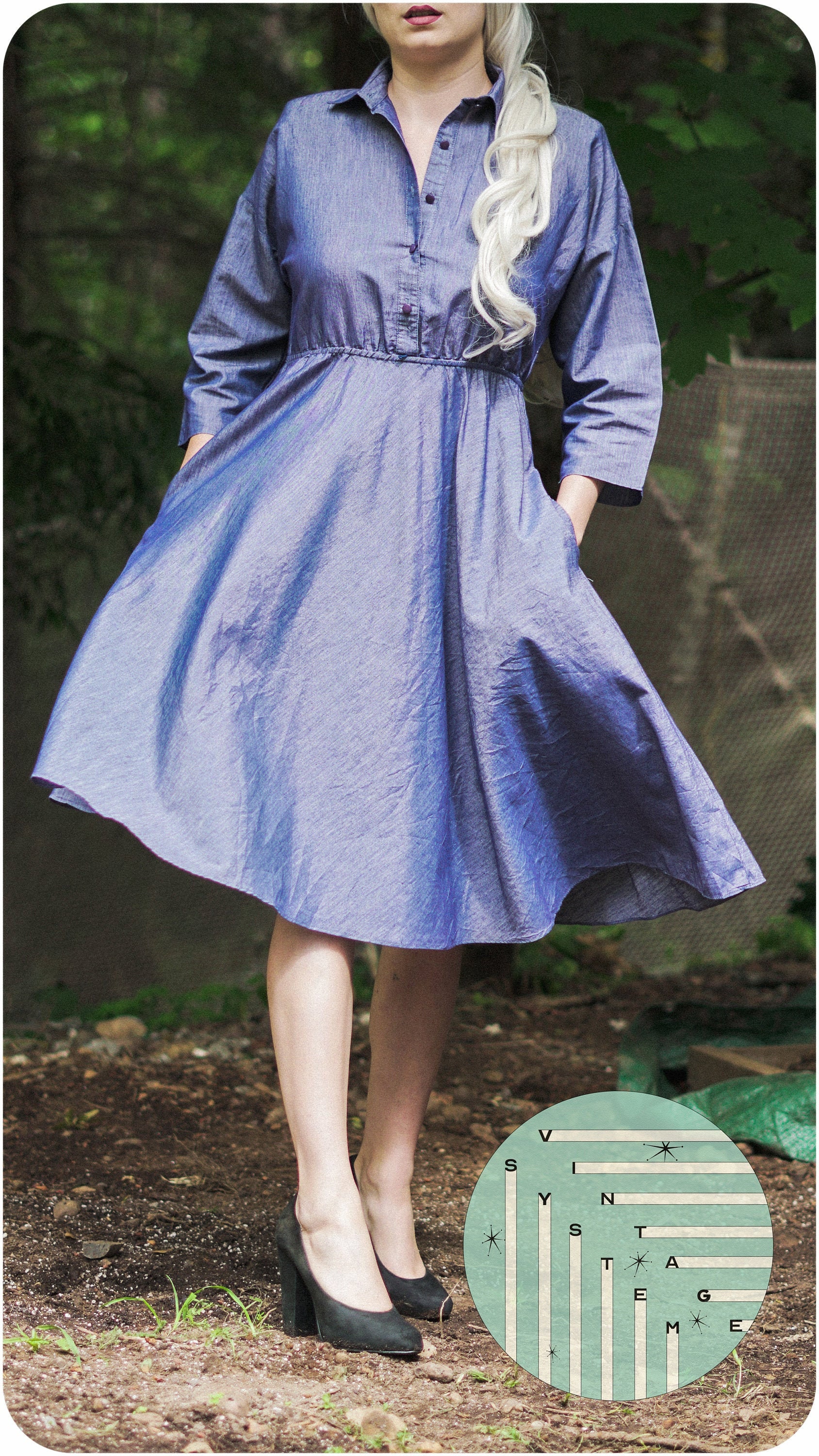 【AMERI VINTAGE】DRESS pleated aline - tri-color vintage inspired dress – heartmycloset