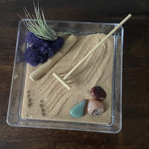 Acrylic Desk Top Sand Box Air Plant Terrarium Kit, DIY Desk Top Terrarium, Tillandsia Air Plant Terrarium, Desk Top Sand Box With Air Plant