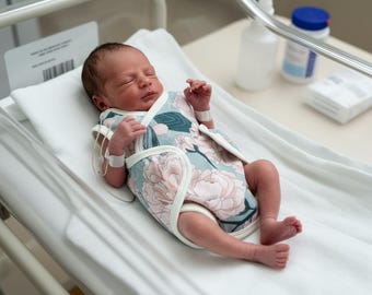 Bio-Musselin NICU Wrap Set: Frühchen Outfit und Mütze