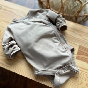 Preemie girl bodysuit, Newborn girl outfit, Beige Micro Top, Newborn Coming Home Outfit, Preemie Girl Kimono, Gift for preemie baby