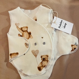 Preemie Cotton Wrap, NICU Friendly Baby Clothes, Teddy Bear Print