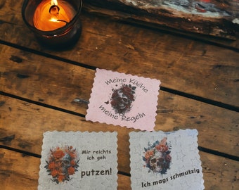 Dishcloths/wiping cloths with a funny saying and skull, washable