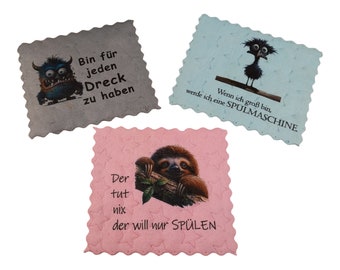 Dishcloths, wipes, and cleaning cloths with a funny saying, washable