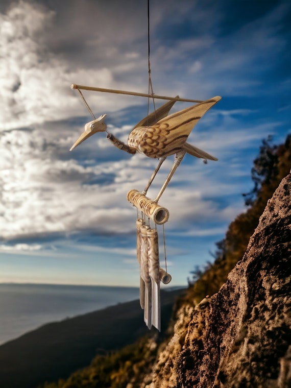 Windspiel Klangspiel Bambus Holzklangspiel Wind Gong geflammter Vogel