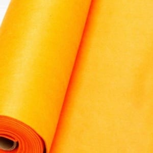May include: A roll of bright orange felt fabric. The fabric is rolled up tightly and the end of the roll is visible.