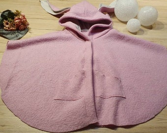Poncho with rabbit ears made of woolen fabric, different colors, different sizes
