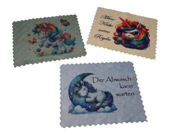 Dishcloths/Wiping Cloths with Funny Unicorn Saying, Washable