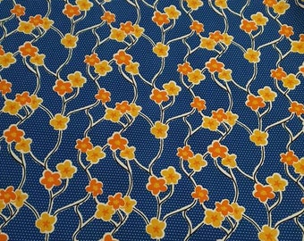 Softshell, tessuto, venduto al metro, blu-giallo, fiori